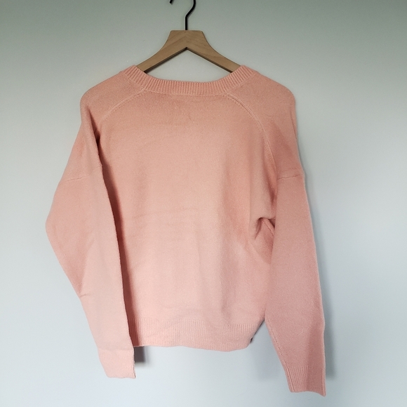 Madewell Petal Pink Button Front V-Neck Cardigan Sweater Sz Small - Picture 3 of 3